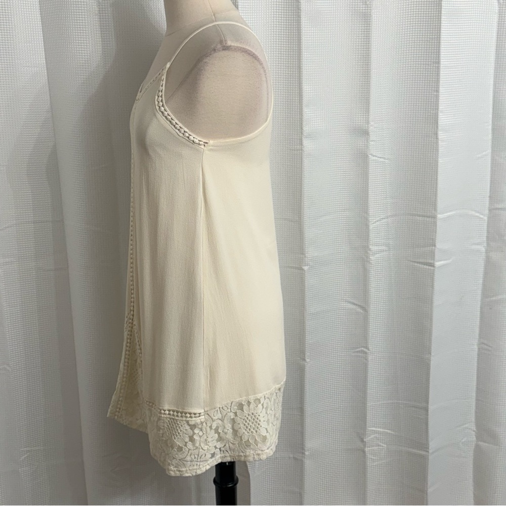 She + Sky Women's Boho Floral Lace Detailing Spaghetti Strap Mini Dress, Cream - Picture 6 of 8